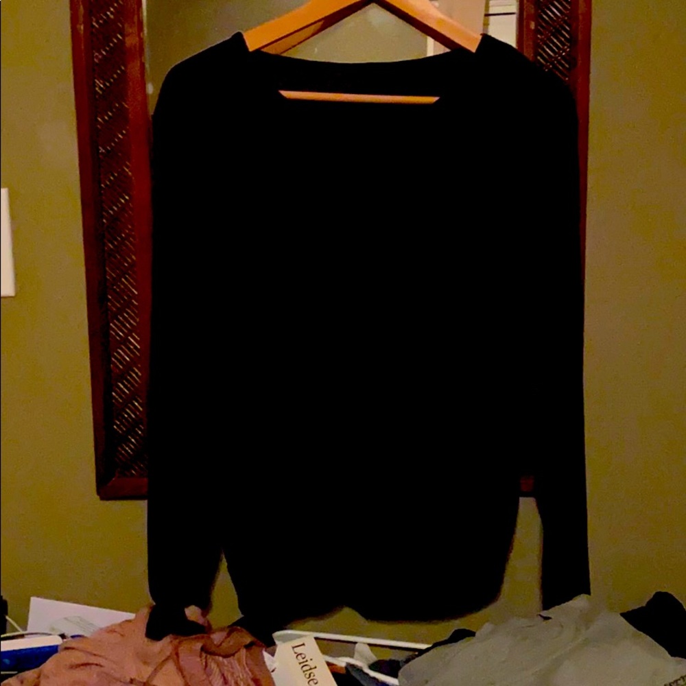 Gap Long sleeve ribbed twist front black top xl